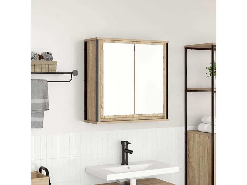 Sonoma eiken spiegelkast voor in de badkamer 60x21x60 cm