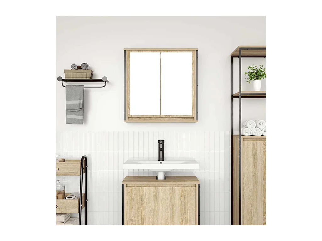 Sonoma eiken spiegelkast voor in de badkamer 60x21x60 cm