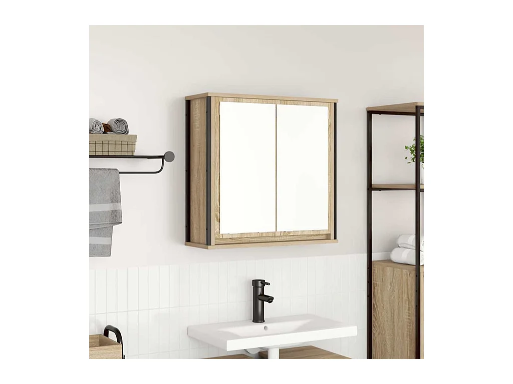 Armoire murale de salle de bain miroir chêne sonoma 60x21x60 cm