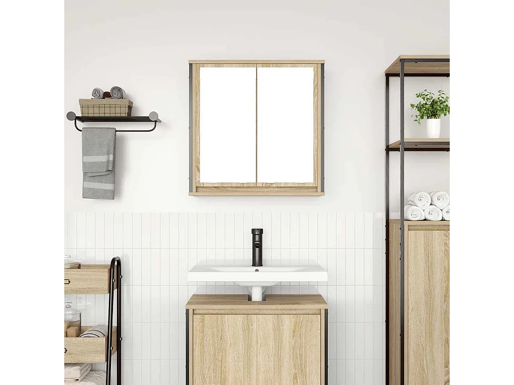Armoire murale de salle de bain miroir chêne sonoma 60x21x60 cm