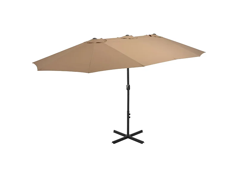 Parasol d'extérieur et poteau en aluminium 460x270 cm taupe