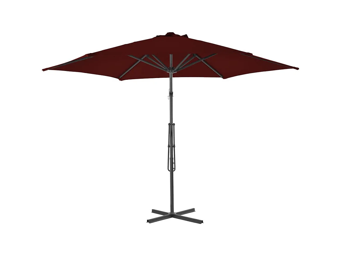 Parasol de jardin avec mât en acier rouge bordeaux 300x230 cm