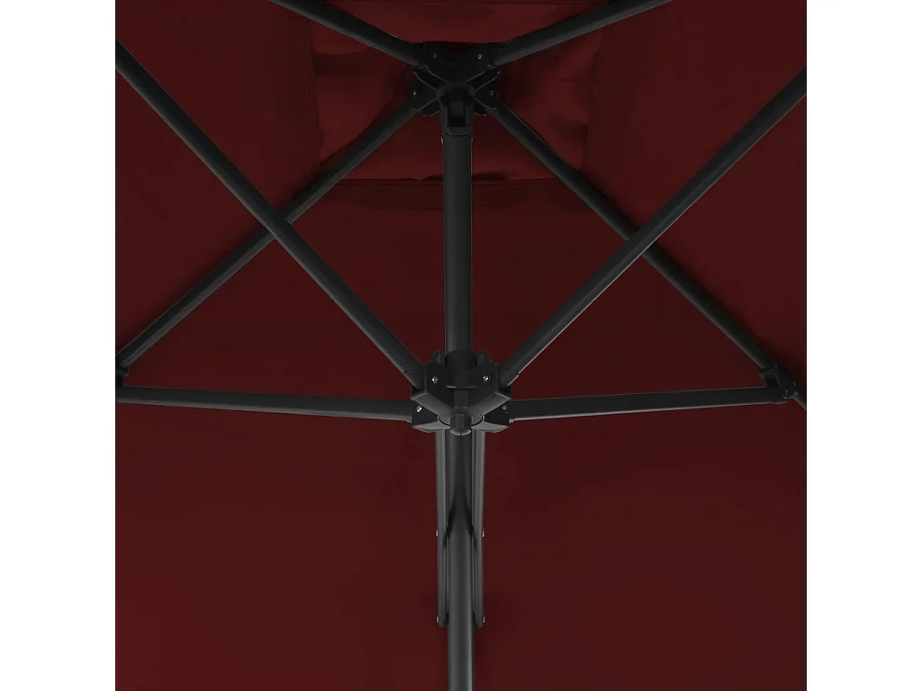 Parasol de jardin avec mât en acier rouge bordeaux 300x230 cm