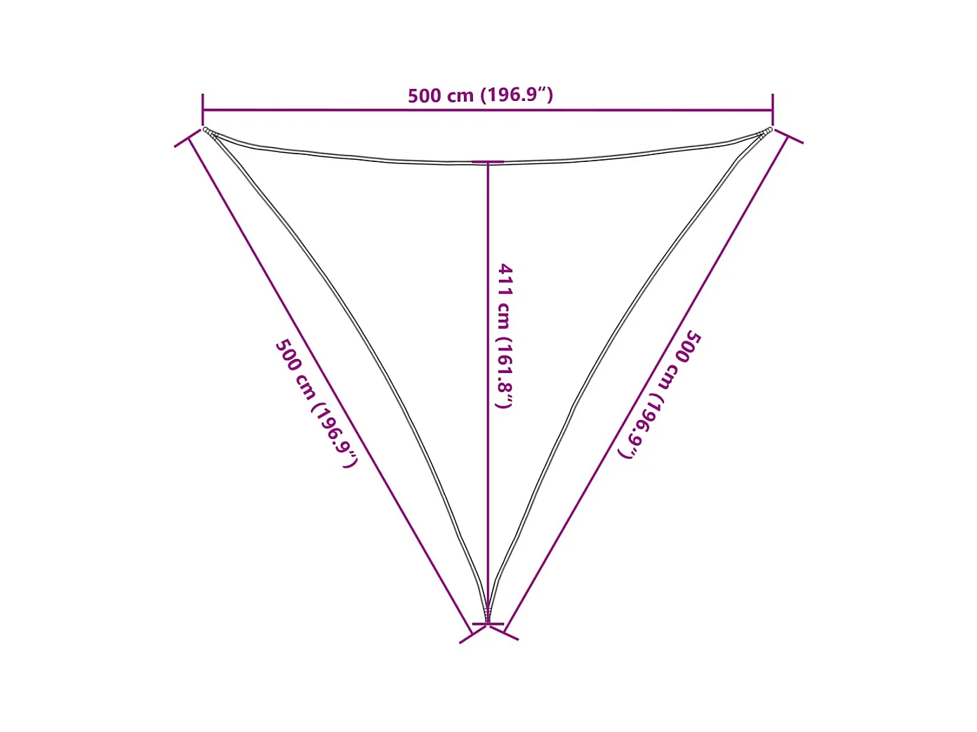 Parasol en PEHD triangulaire 5x5x5 m Beige