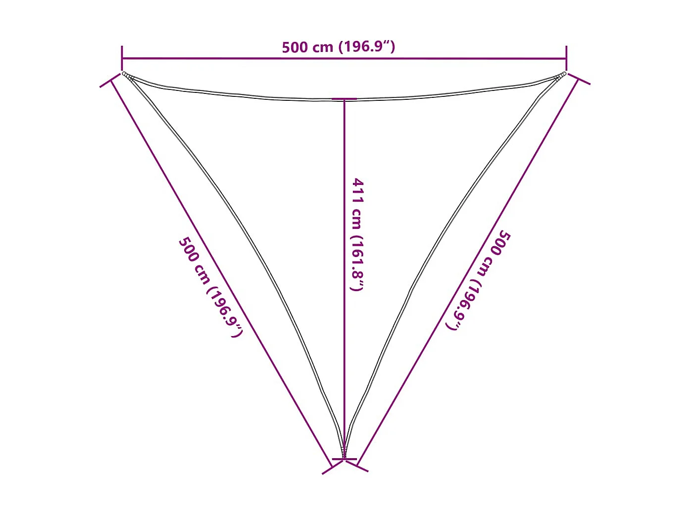 Parasol en PEHD triangulaire 5x5x5 m Beige