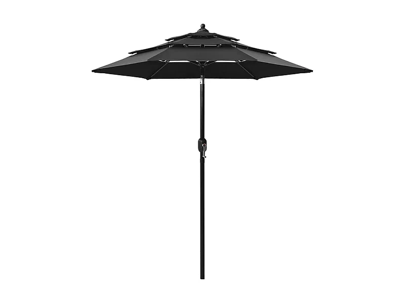 3-laags tuinparasol met zwarte aluminium paal