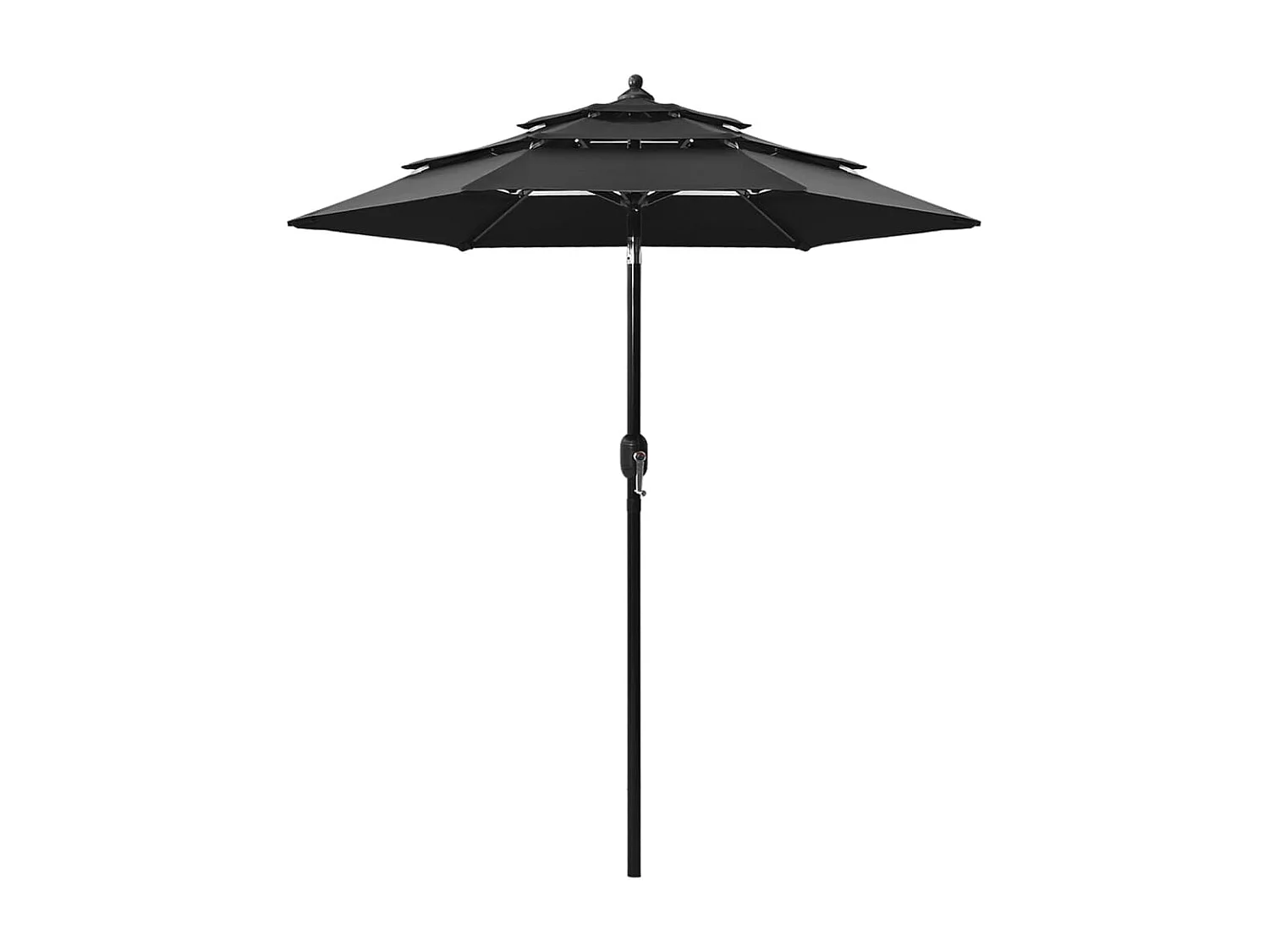 Ombrellone da giardino a 3 livelli con palo in alluminio nero