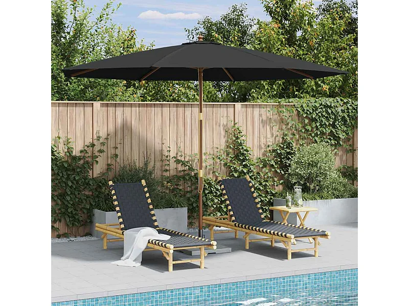 Parasol d'extérieur avec mât en bois 350 cm Anthracite