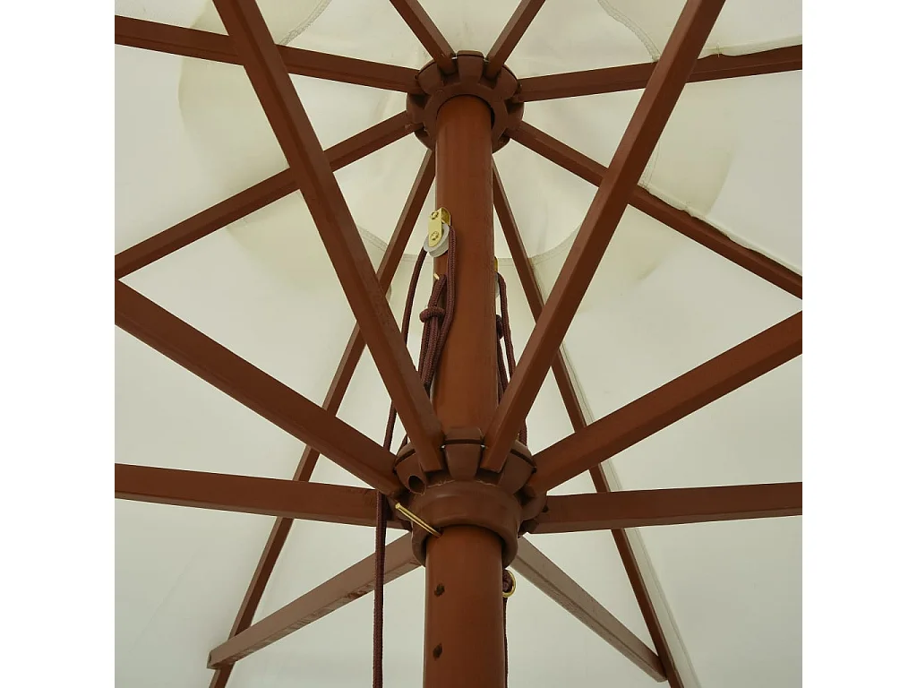 Ombrellone da esterno con palo in legno 330 cm bianco sabbia
