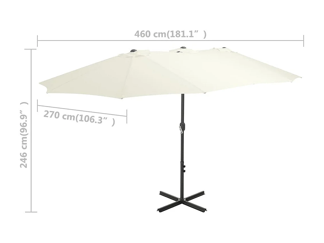 Ombrellone da esterno e palo in alluminio 460x270 cm sabbia
