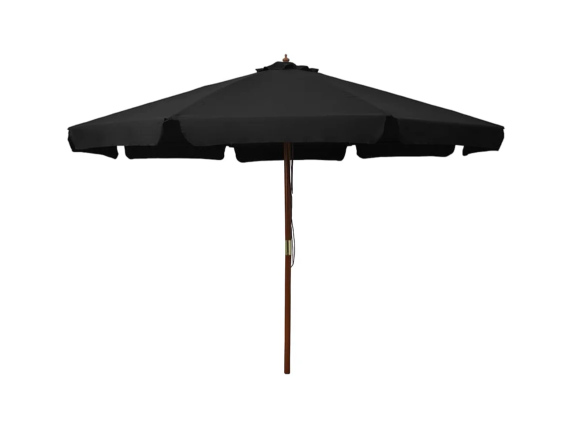 Buitenparasol met houten paal 330 cm Zwart