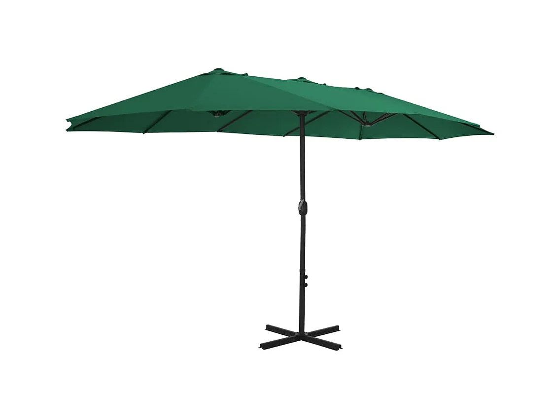 Parasol d'extérieur et mât en aluminium 460x270 cm vert