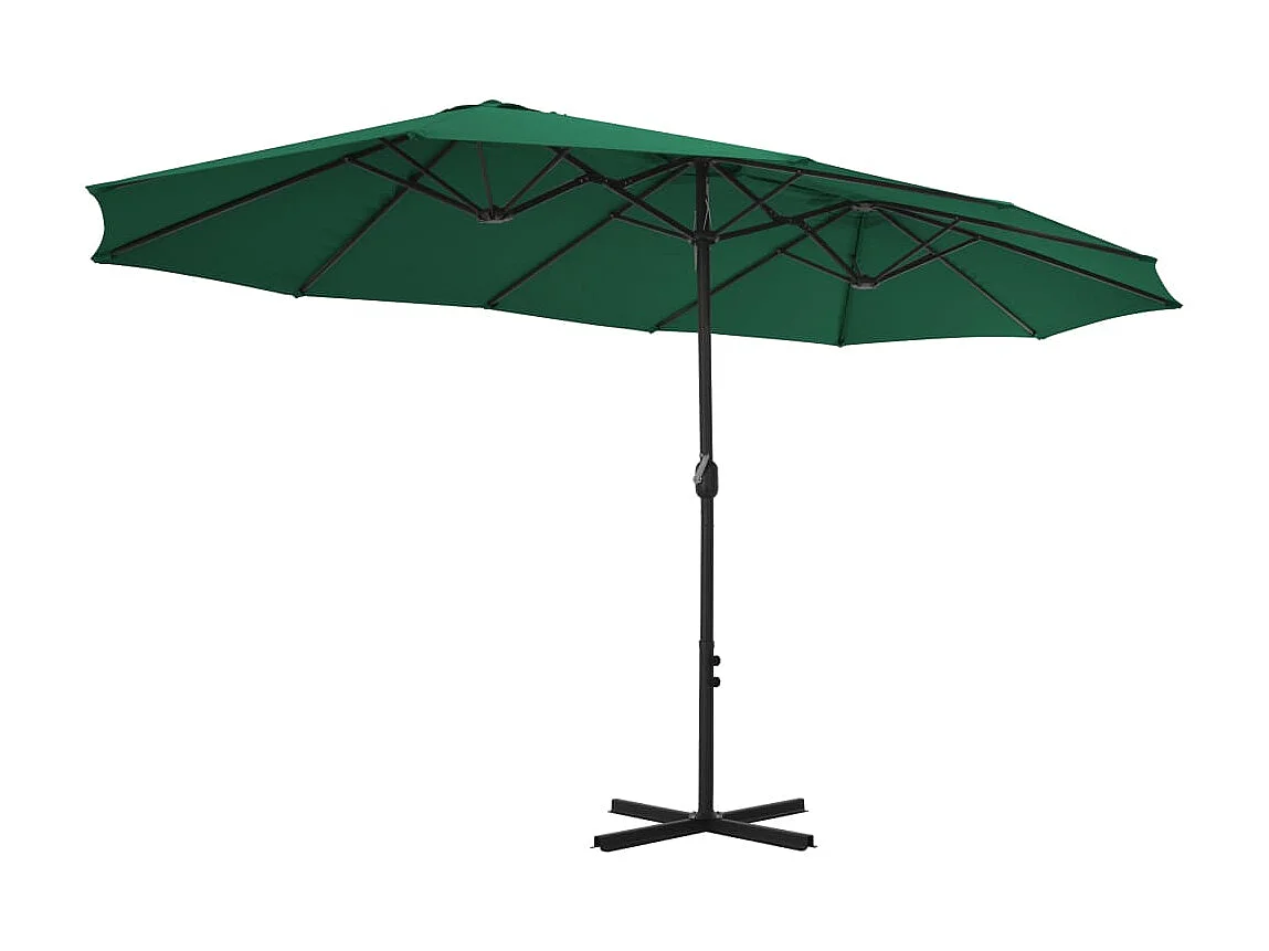 Parasol d'extérieur et mât en aluminium 460x270 cm vert