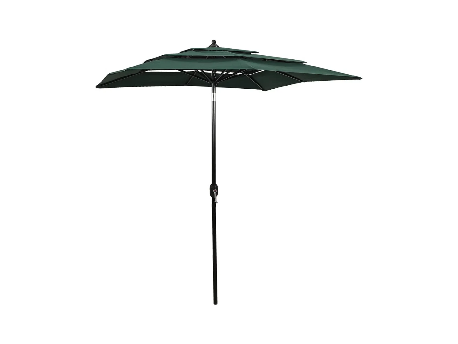 Parasol de jardin à 3 niveaux avec mât en aluminium vert 2x2 m
