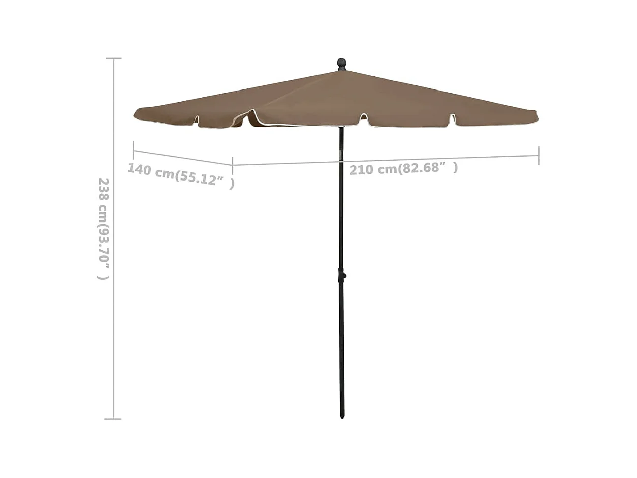Tuinparasol met paal 210x140 cm Taupe