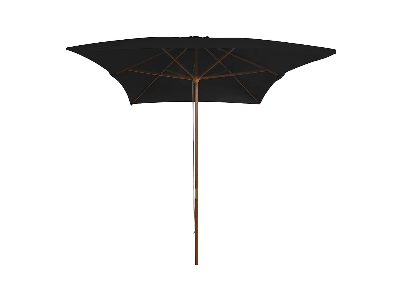 Parasol de jardin avec mât en bois noir 200x300 cm