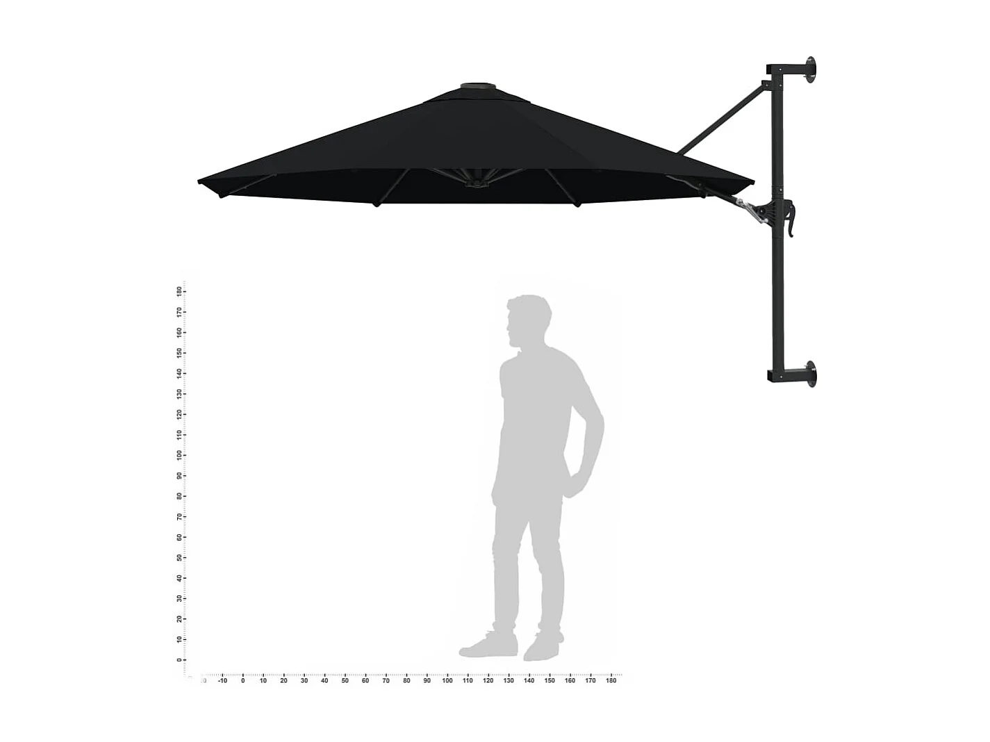 Sombrilla de pared con mástil metálico 300 cm Negro