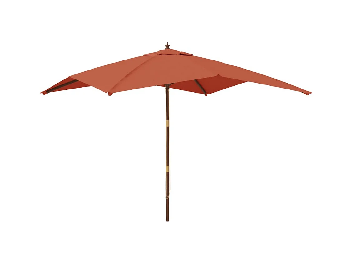 Ombrellone da giardino con palo in legno, terracotta, 300x300x273 cm