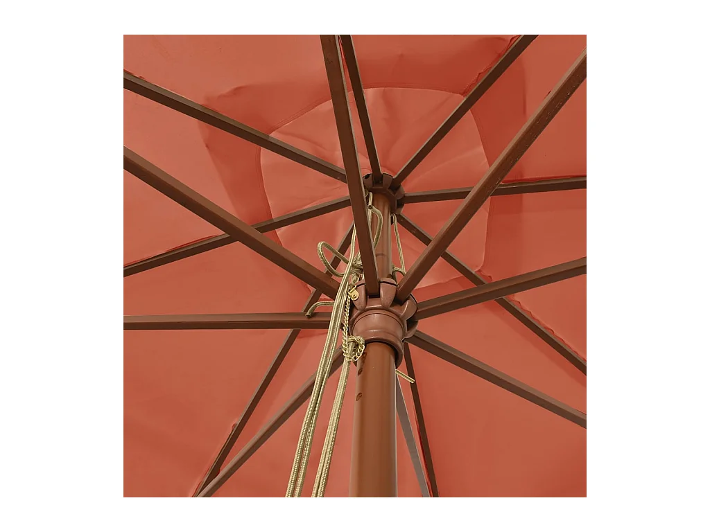 Ombrellone da giardino con palo in legno, terracotta, 300x300x273 cm