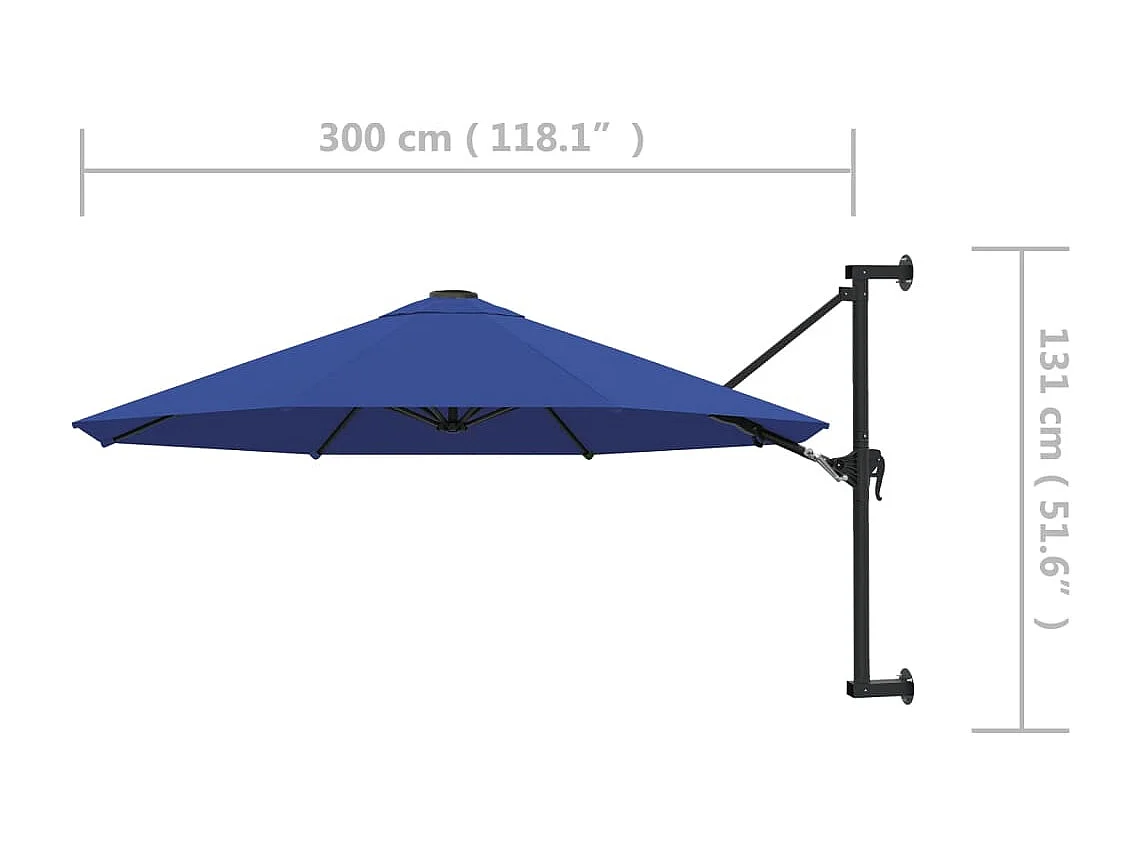 Wandparasol met metalen paal 300 cm Blauw