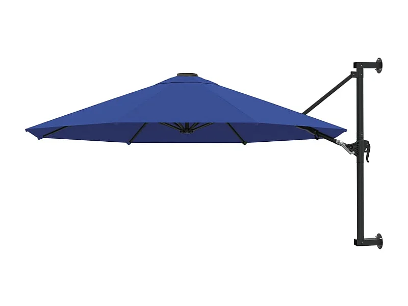 Parasol mural avec mât métallique 300 cm Bleu