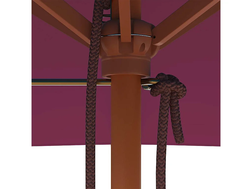 Parasol d'extérieur avec mât en bois 150x200 cm rouge bordeaux