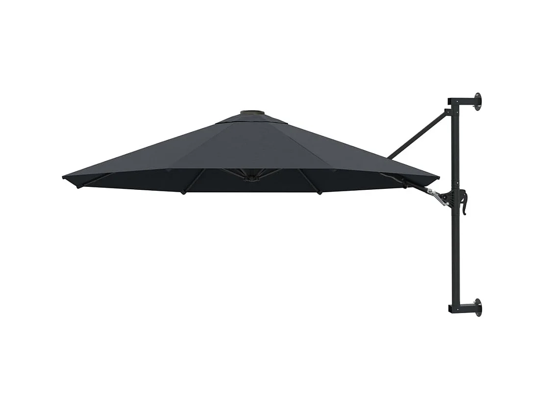 Parasol mural avec mât métallique 300 cm Anthracite