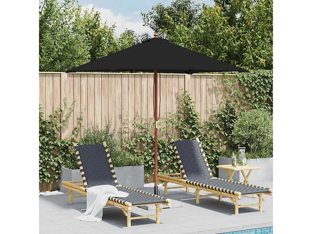 Tuinparasol met zwarte houten paal 150x200 cm