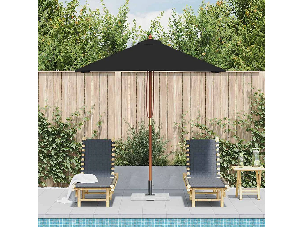 Tuinparasol met zwarte houten paal 150x200 cm