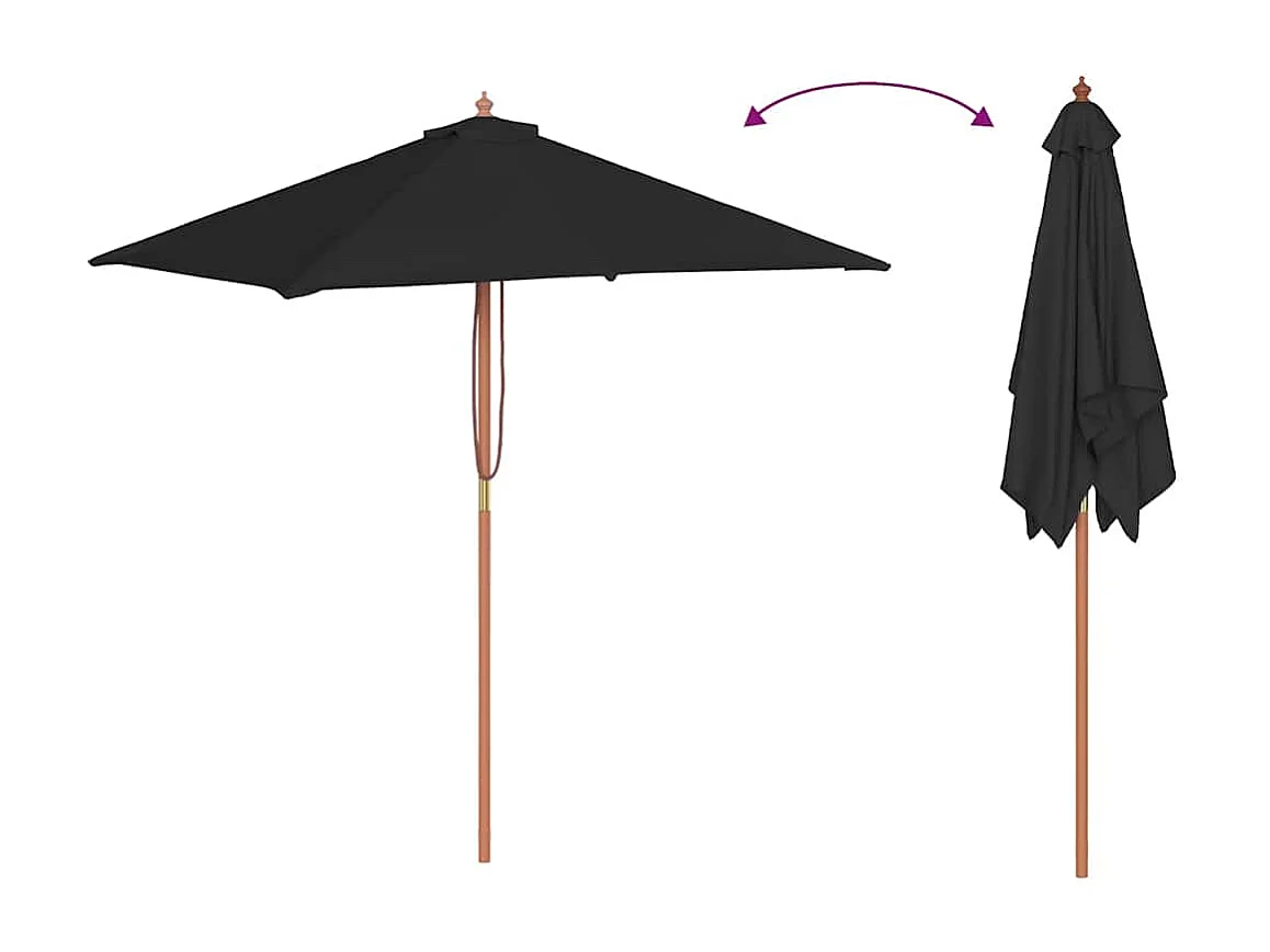 Tuinparasol met zwarte houten paal 150x200 cm