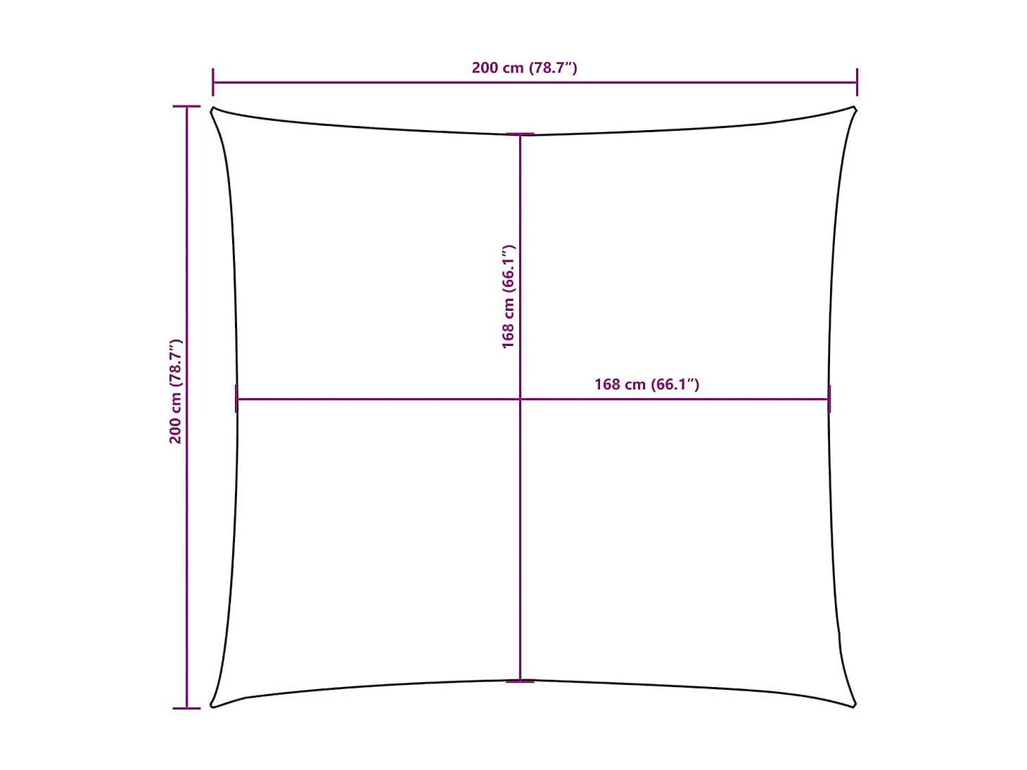 Parasol en tissu oxford carré 2x2 m anthracite