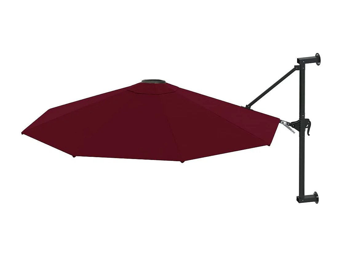 Ombrellone da parete con palo in metallo da 300 cm color Bordeaux
