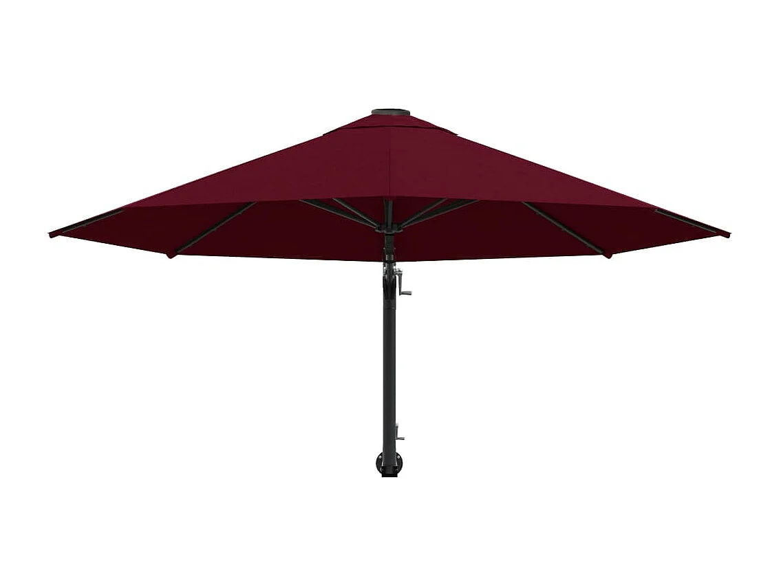 Ombrellone da parete con palo in metallo da 300 cm color Bordeaux