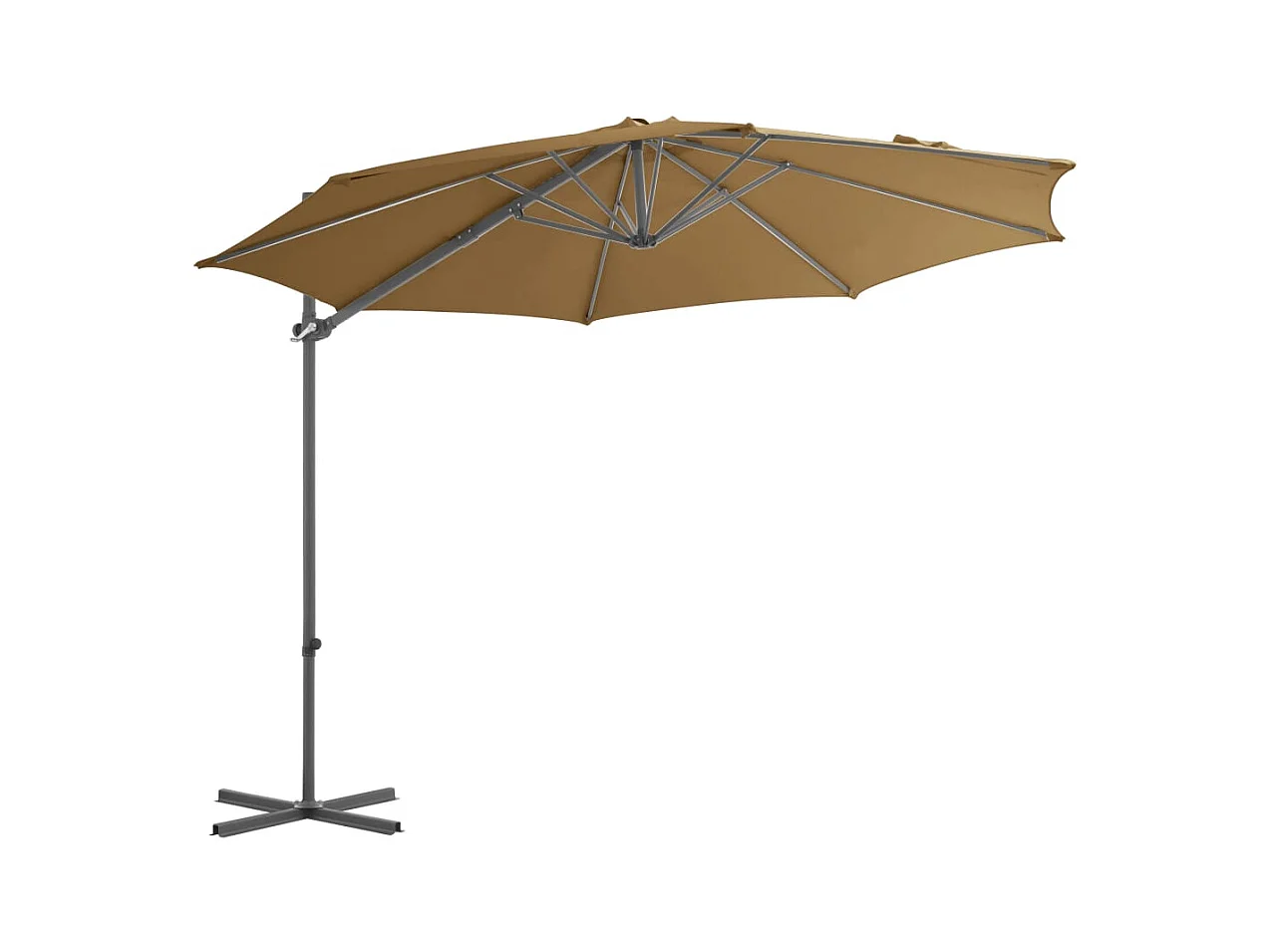 Vrijdragende tuinparasol met taupe stalen paal