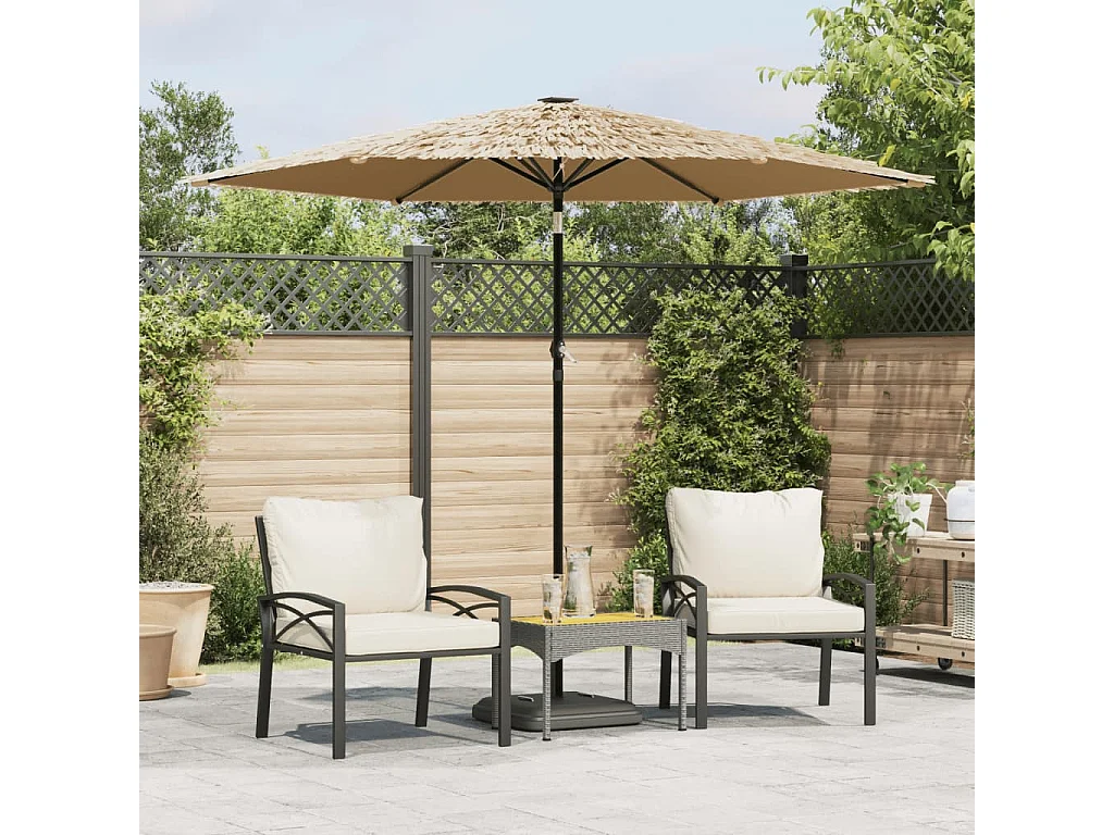 Parasol de jardin avec LED et mât en acier marron 268x268x226cm