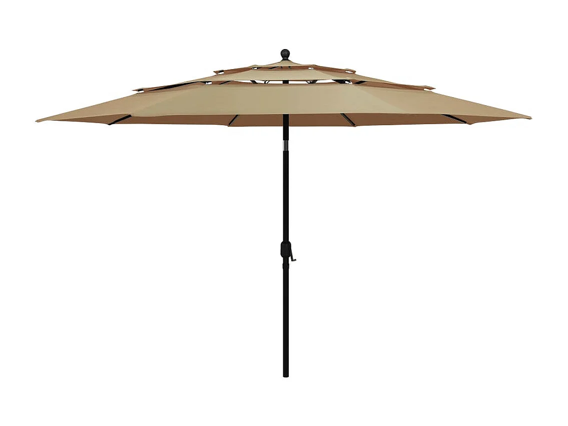 3-laagse tuinparasol met 3,5m taupe aluminium stok