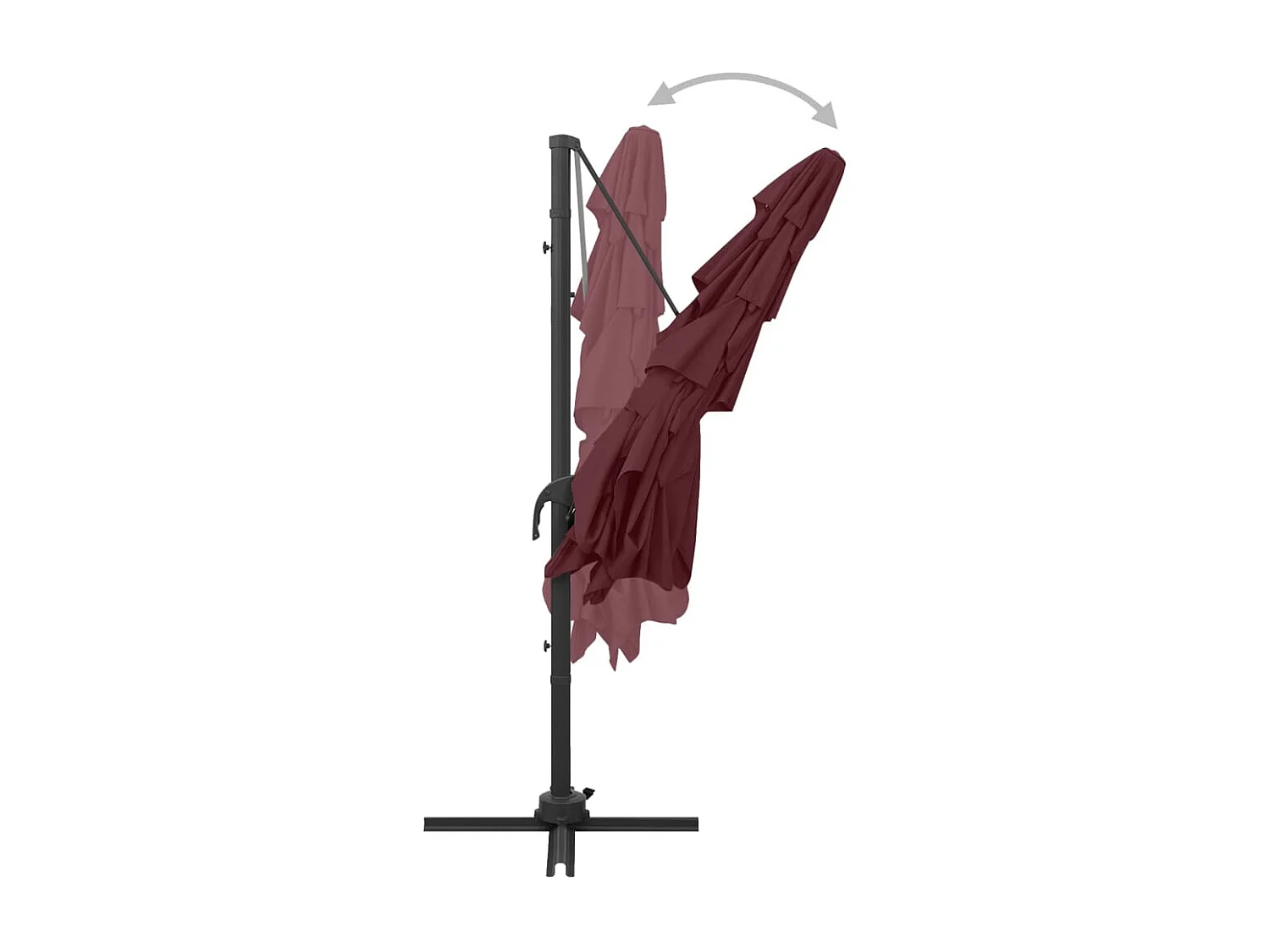 Ombrellone da giardino a 4 livelli con palo in alluminio rosso bordeaux