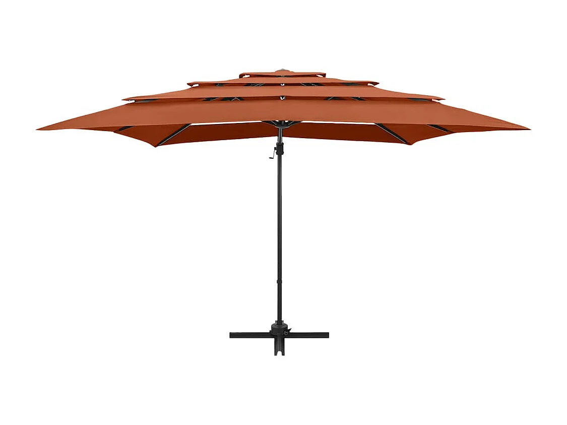 4-laags tuinparasol met terracotta aluminium paal