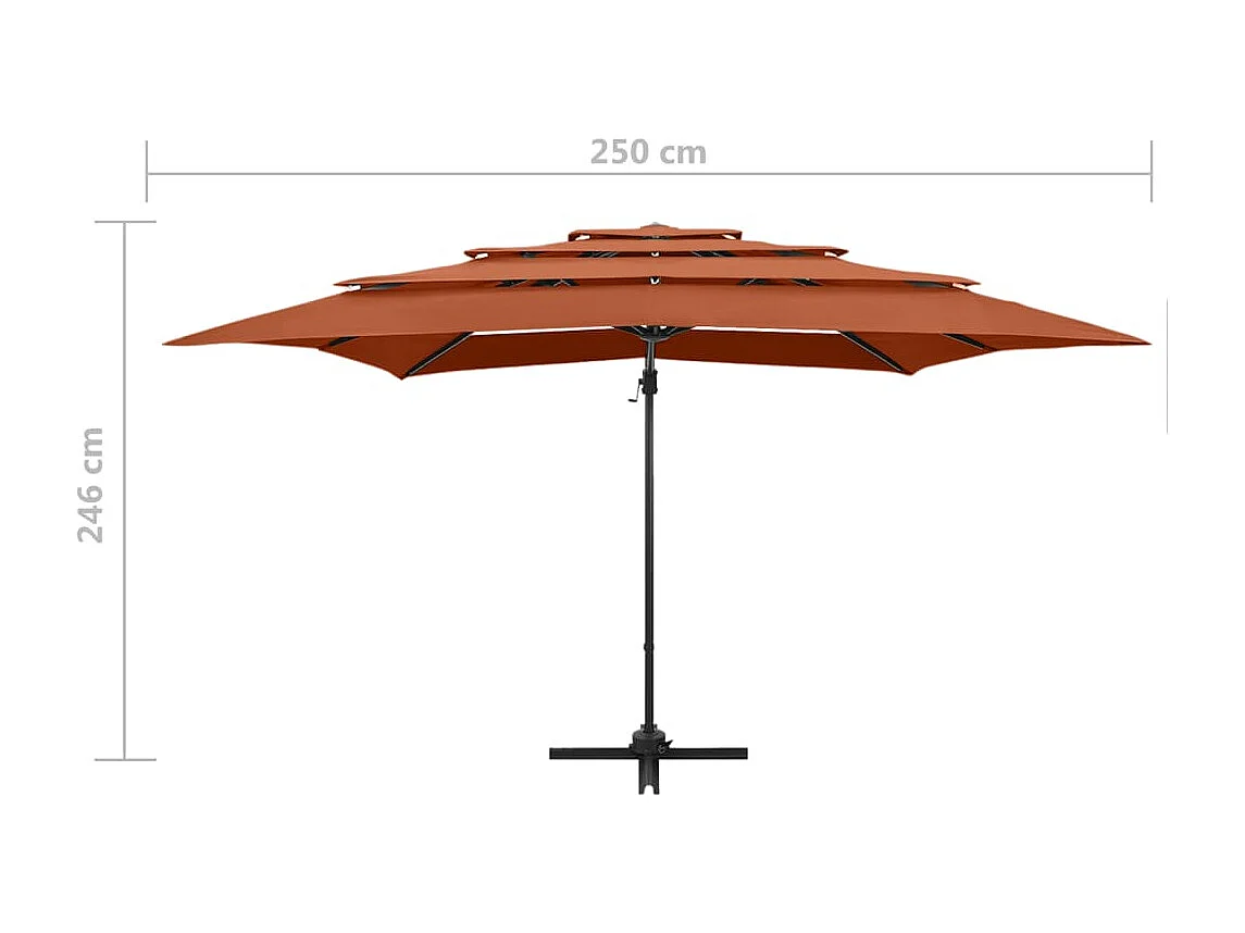 4-laags tuinparasol met terracotta aluminium paal