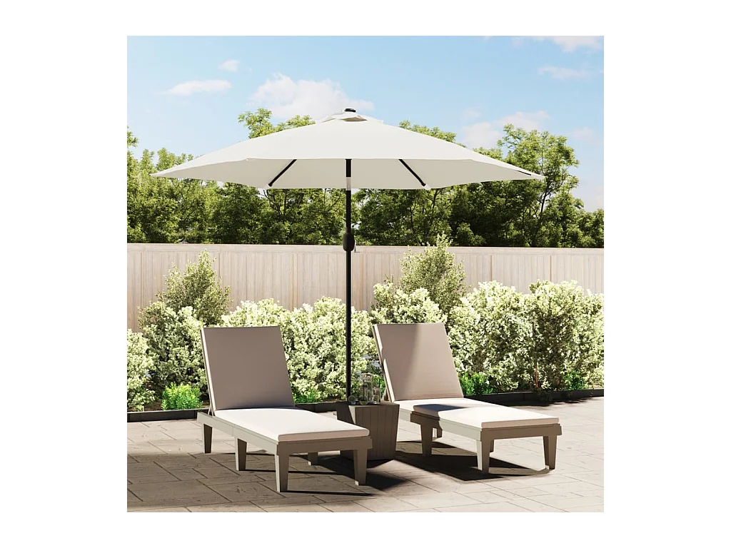 Witte zandparasol met 3 m stalen paal