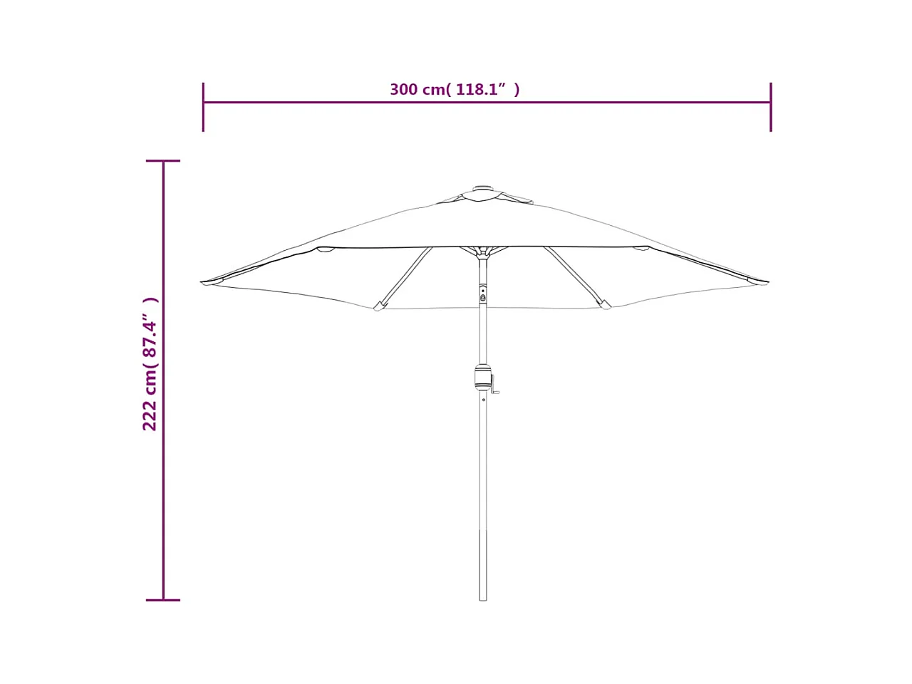 Witte zandparasol met 3 m stalen paal