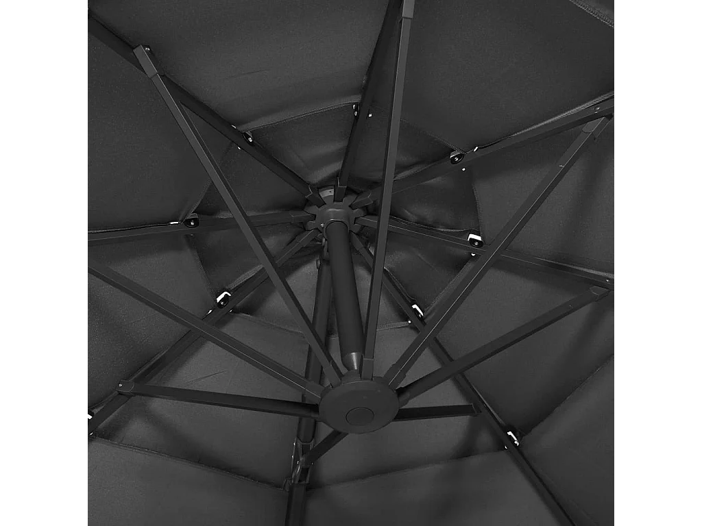 4-laags tuinparasol met antraciet aluminium paal