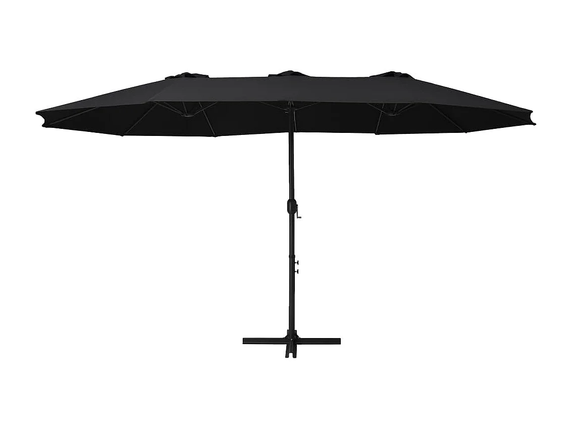 Ombrellone da esterno e palo in alluminio 460x270 cm Nero