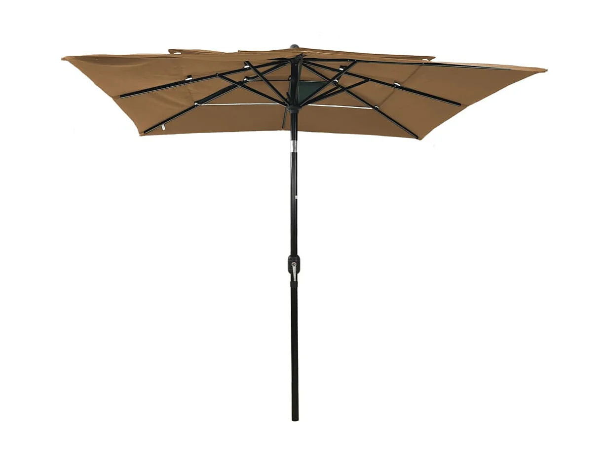 Parasol de jardin à 3 niveaux avec mât en aluminium taupe