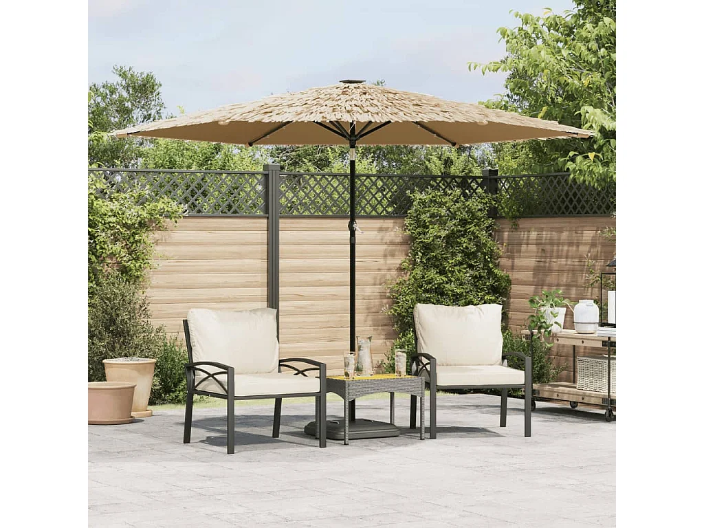 Tuinparasol met LED en bruine stalen paal 288x288x225cm