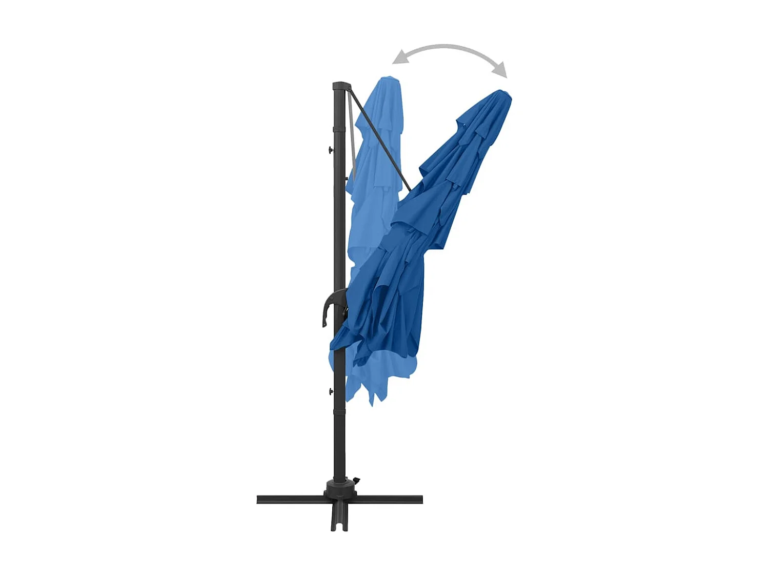 4-laags tuinparasol met azuurblauwe aluminium paal