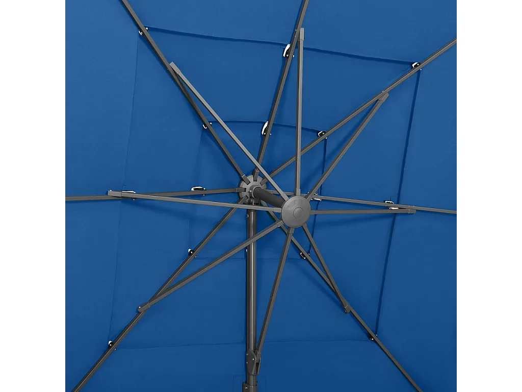 4-laags tuinparasol met azuurblauwe aluminium paal