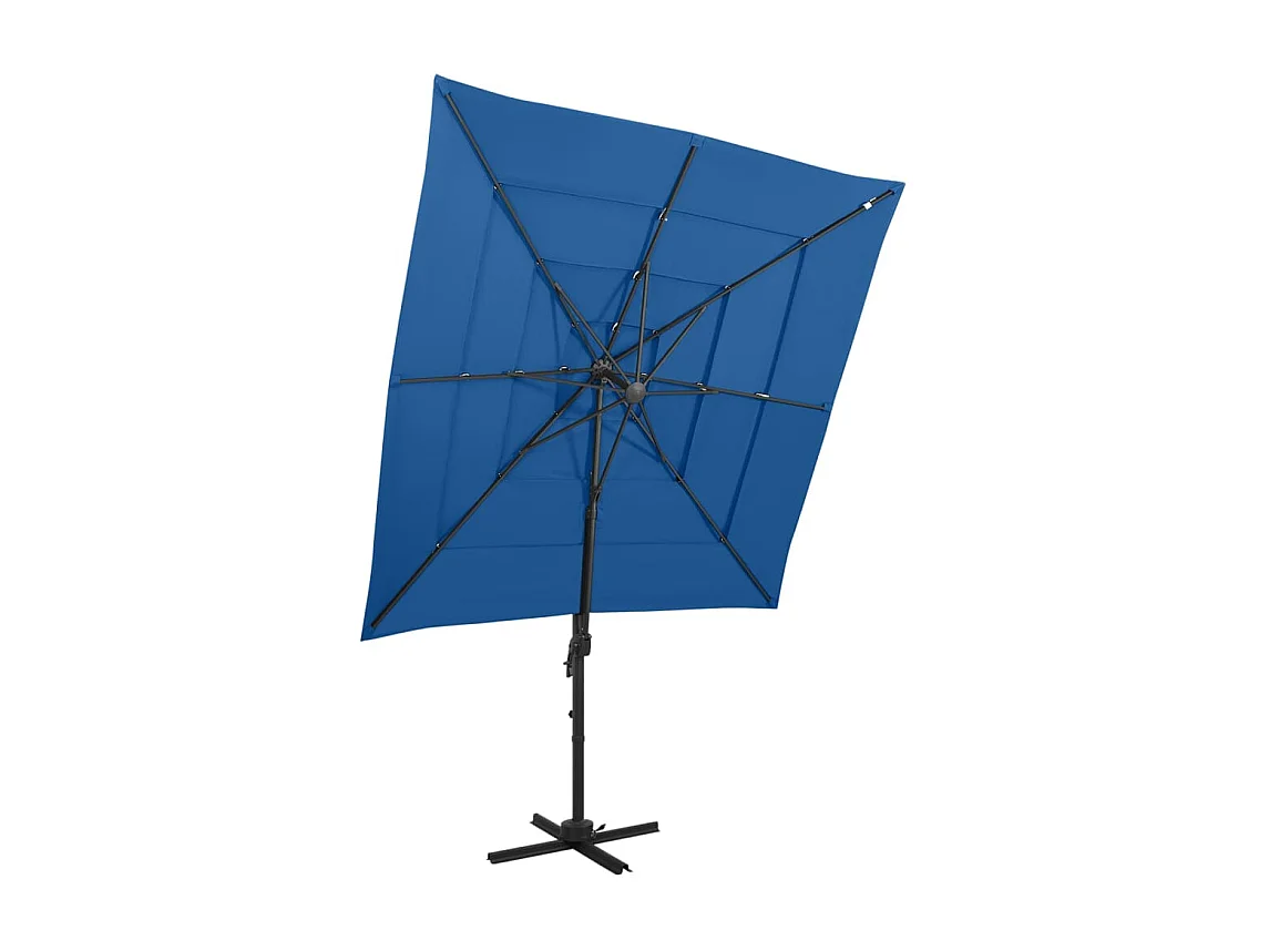 4-laags tuinparasol met azuurblauwe aluminium paal