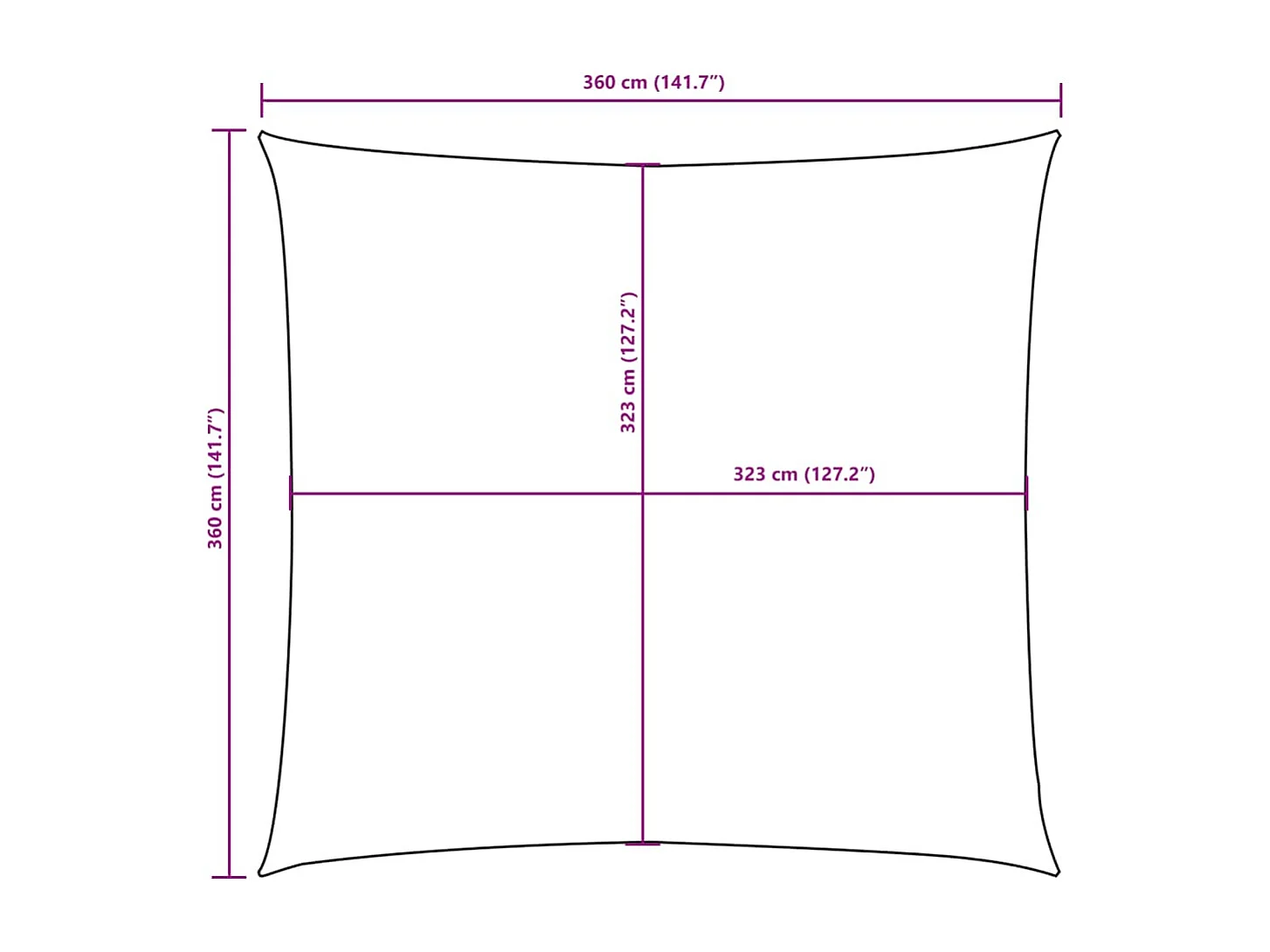 Vierkante Oxford stoffen paraplu 3,6 x 3,6 m crème