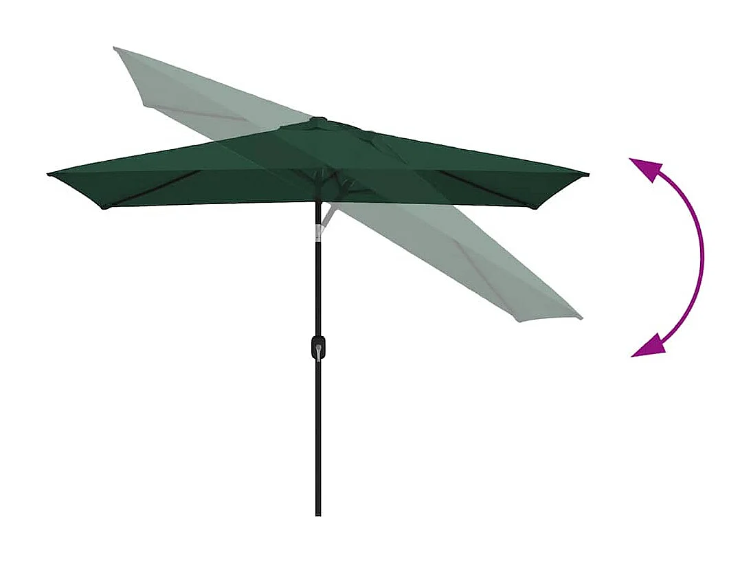 Ombrellone 200 x 300 cm Verde Rettangolare